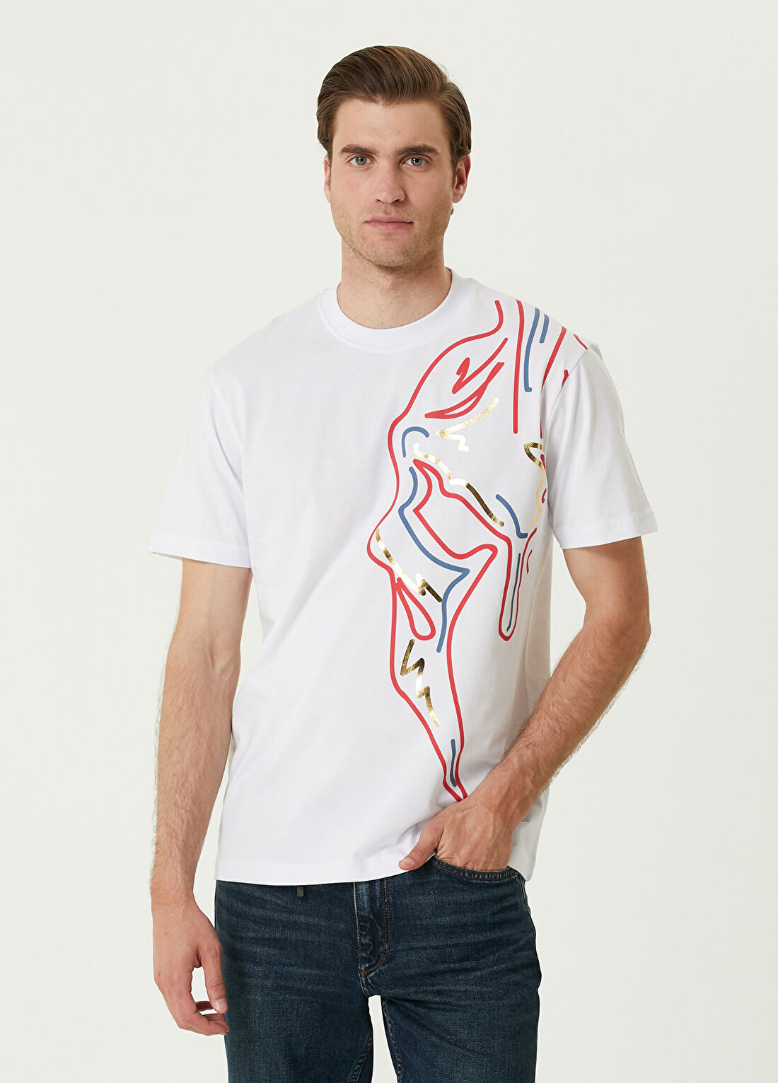 Bernotti Beyaz Grafik Baskılı T-shirt