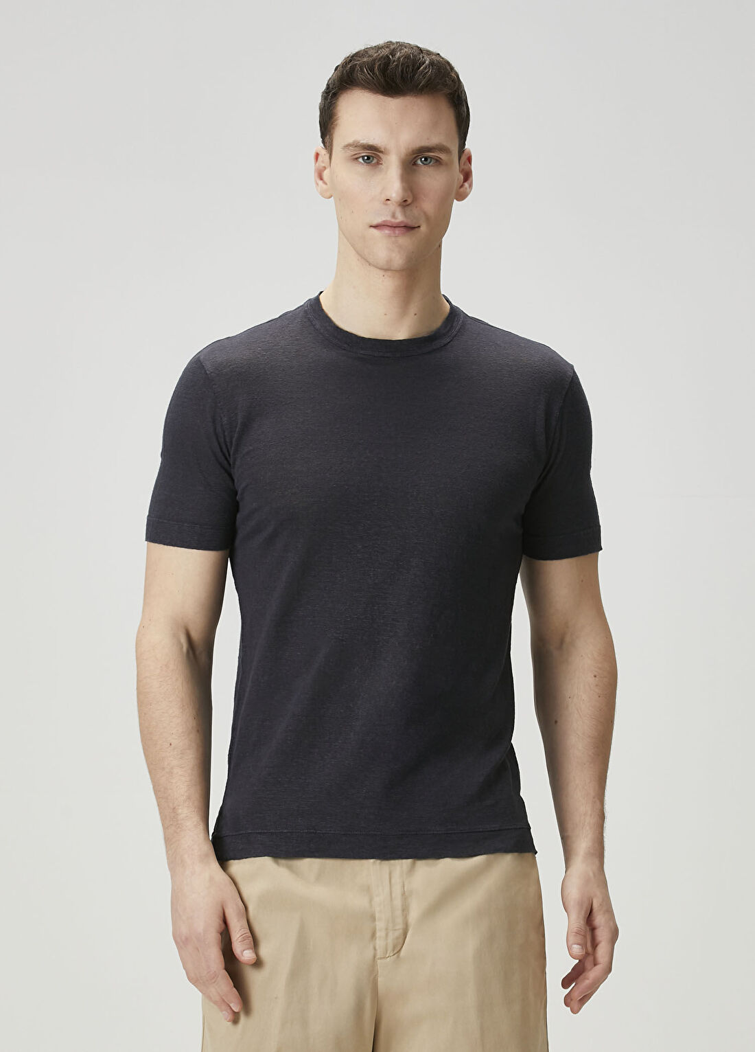 Canali Lacivert Keten T-shirt