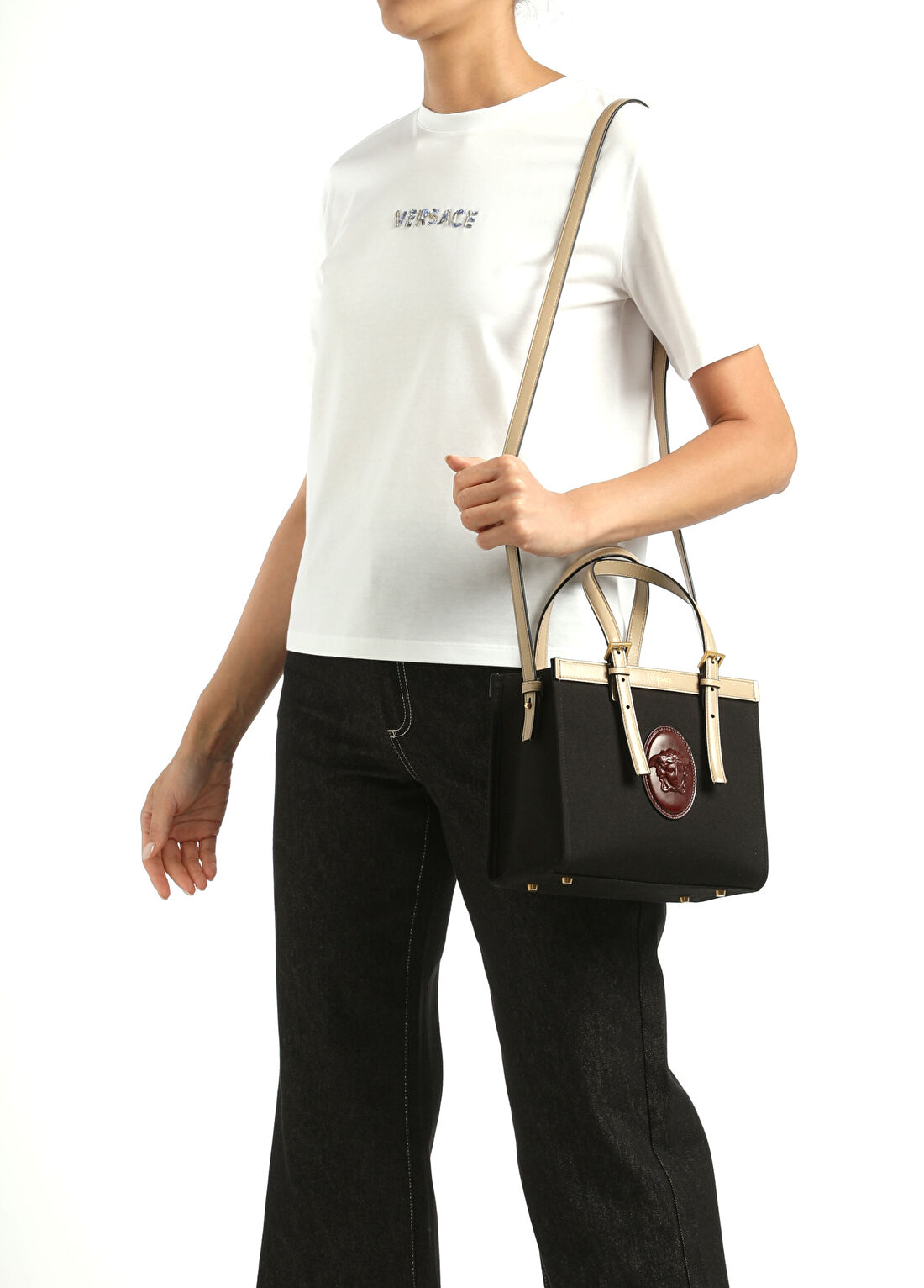Versace Mini Siyah Kadın Keten Çanta görsel 2