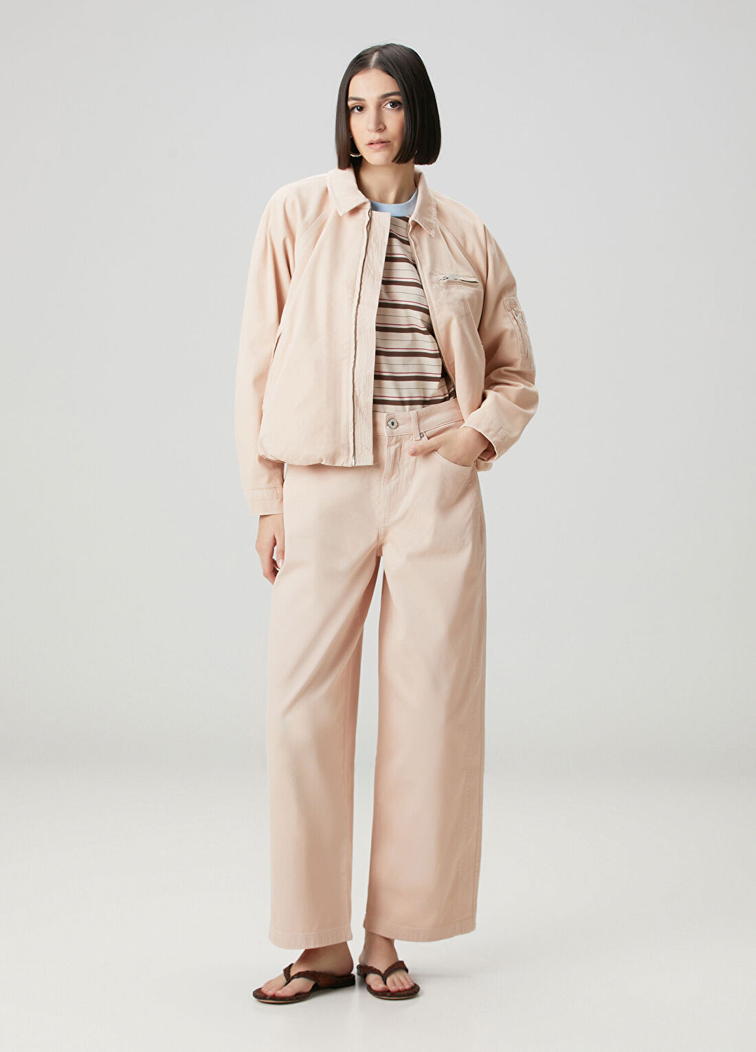 Academia Açık Pembe Denim Pantolon