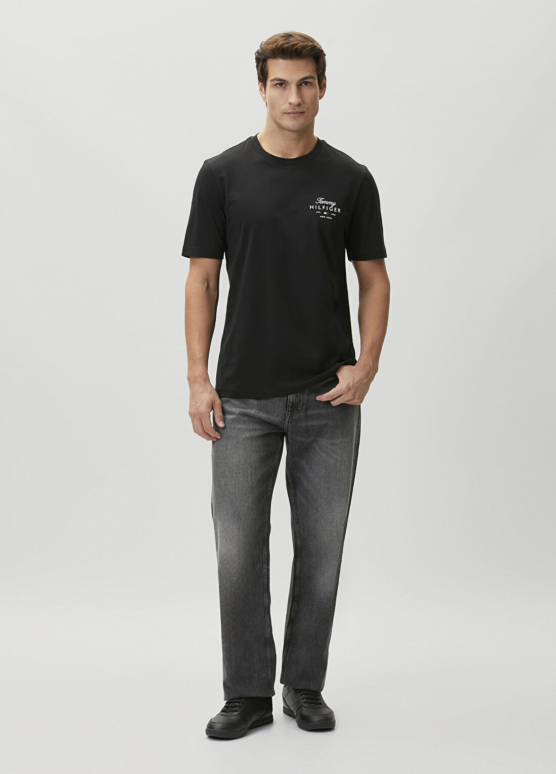 Tommy Hilfiger Script Stack Siyah T-shirt görsel 2