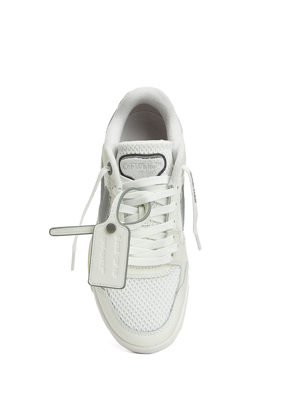 Off-White Out Of Office Beyaz Gri Kadın Deri Sneaker görsel 4
