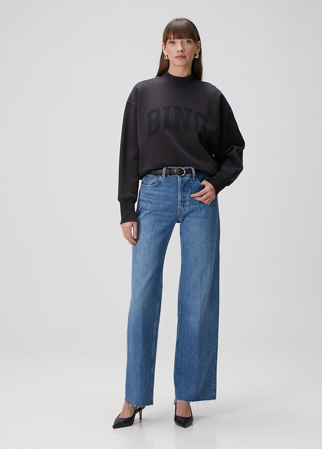 Anine Bing Hugh Relaxed Fit Mavi Jean Pantolon