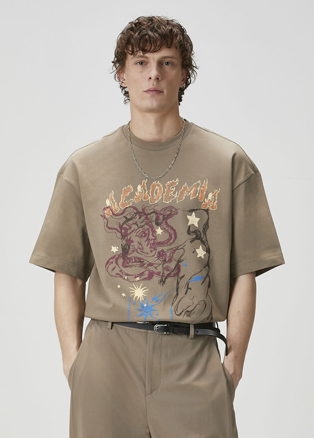 Academia Vizon Grafik Logo Baskılı Oversize T-shirt