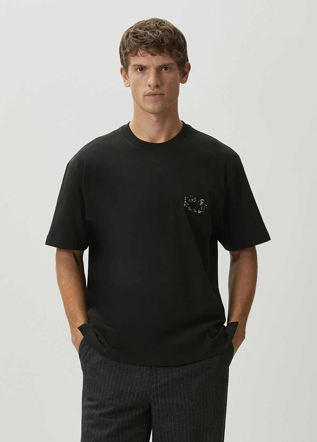 Solid Homme Siyah Grafik Baskılı T-shirt