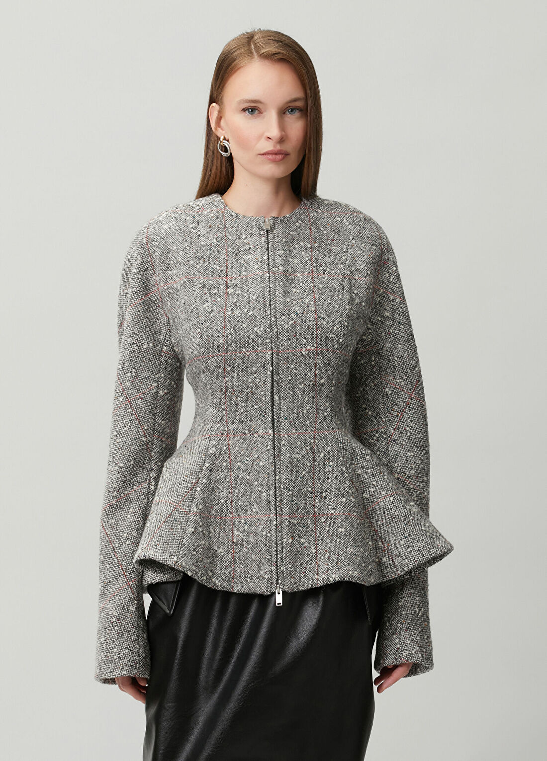Stella McCartney Gri Peplum Detaylı Yün Ceket