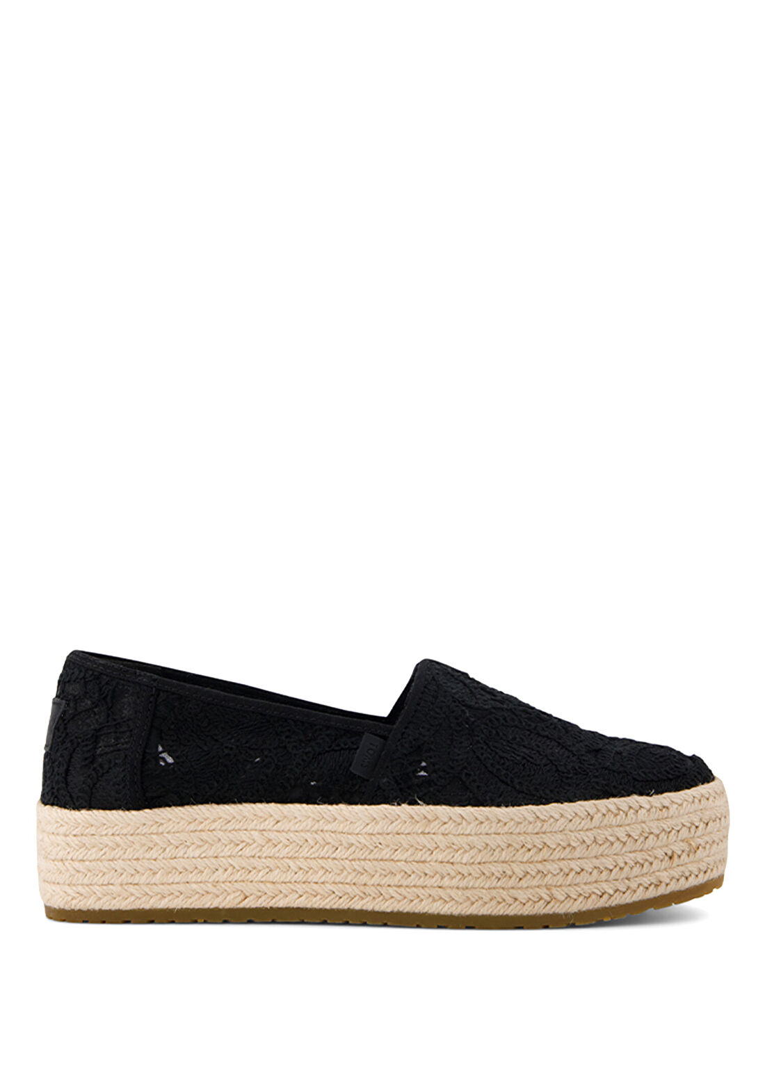 Toms Valencia Floral Crochet Siyah Kalın Tabanlı Kadın Espadril