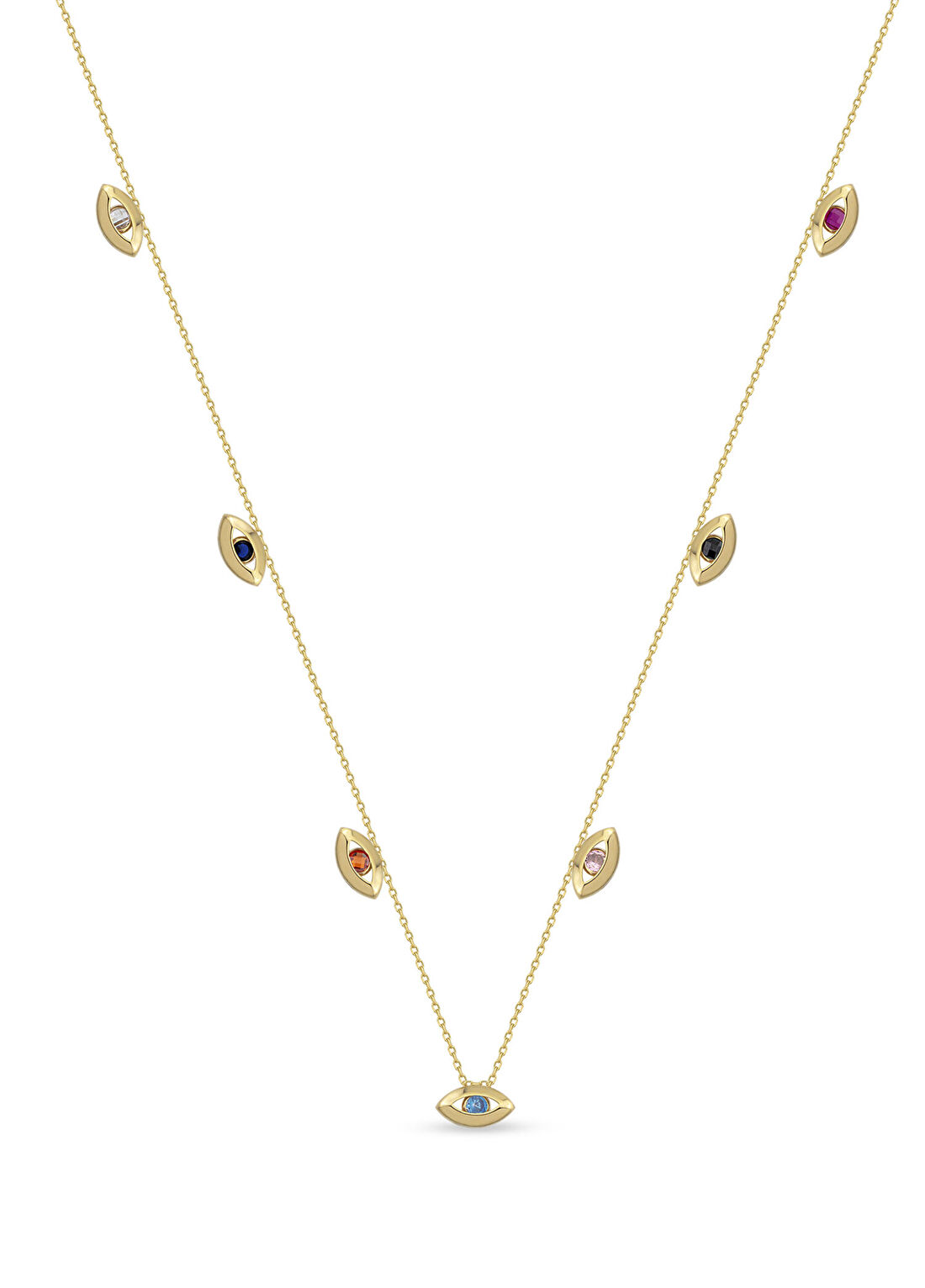 Orena Jewelry Evil Eye Rainbow 14 Ayar Altın Kadın Kolye