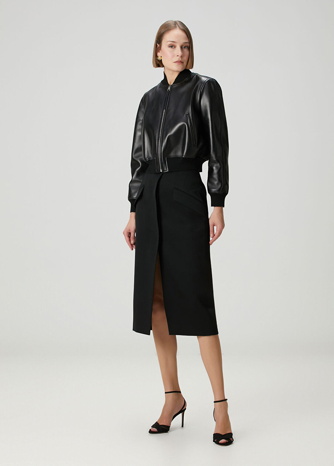 Givenchy Siyah Deri Bomber Ceket görsel 2