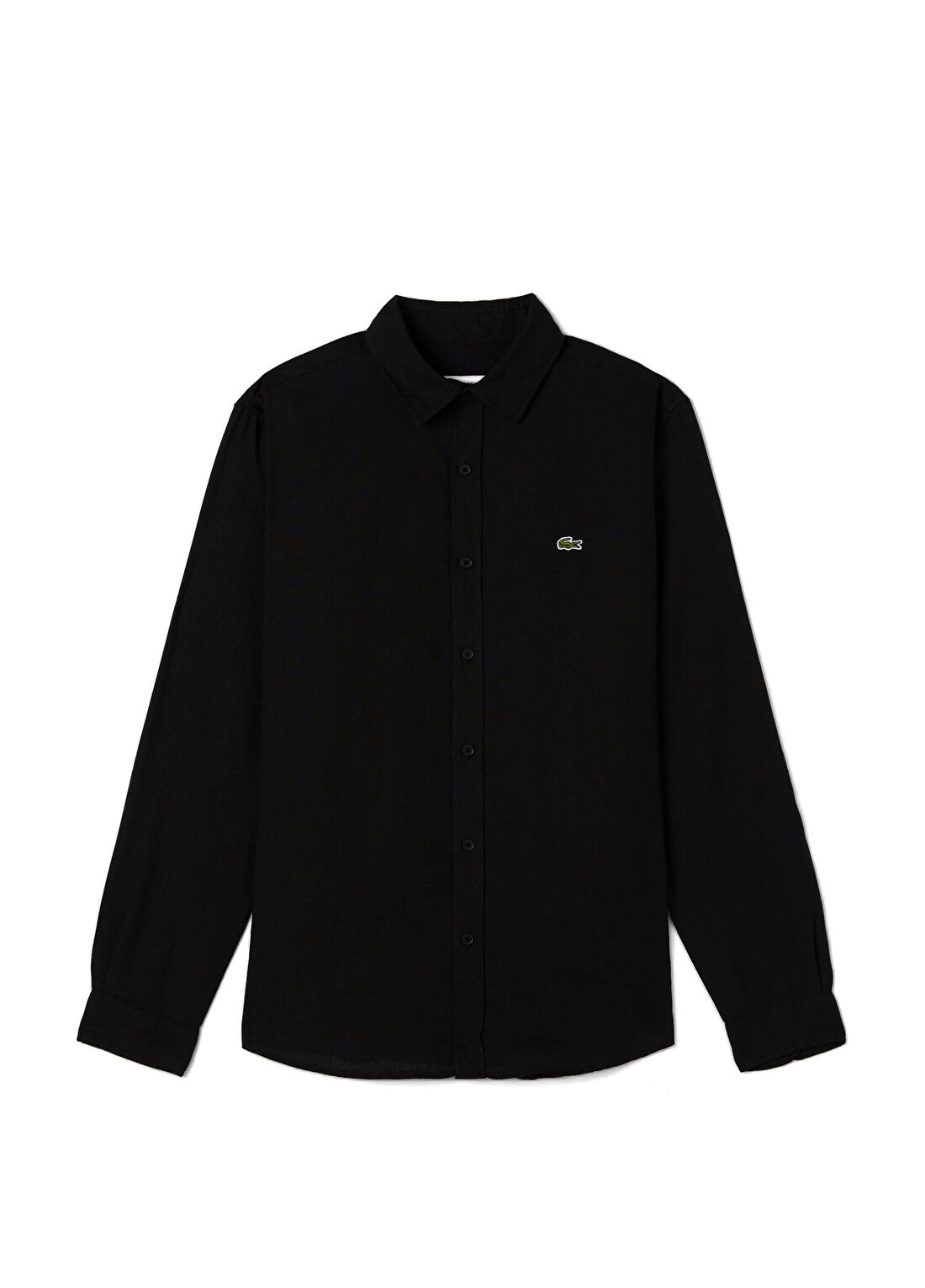 Lacoste Siyah Keten Regular Fit Uzun Kollu Erkek Gömlek görsel 3