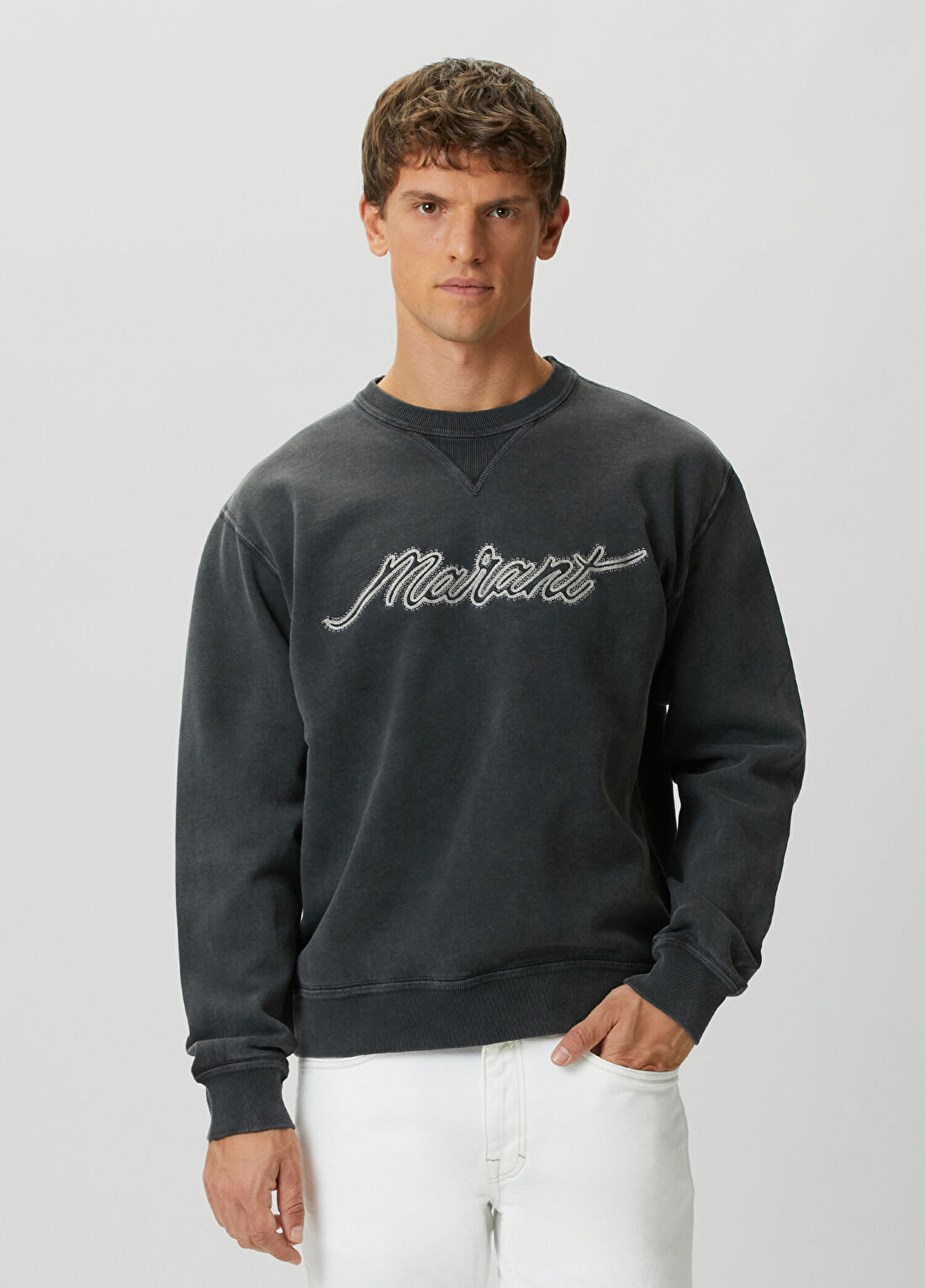 Marant Mahony Antrasit Logo Nakışlı Sweatshirt