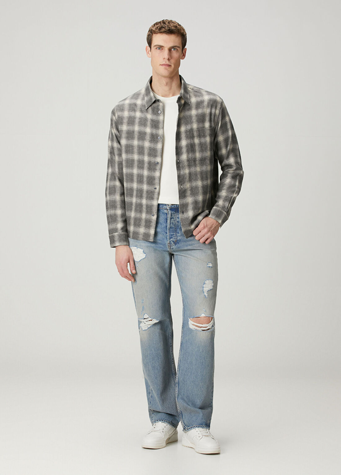 Frame Denim Açık Mavi Yıpratma Detaylı Jean Pantolon