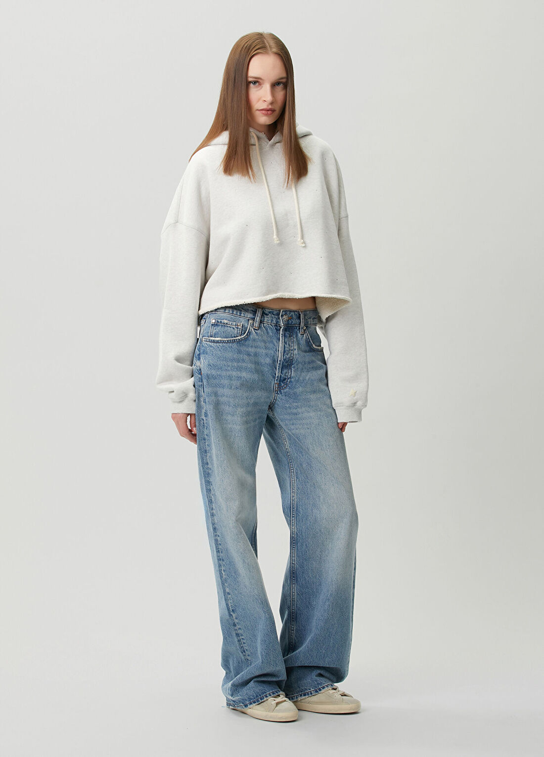 Golden Goose Gri Kapüşonlu Taşlı Sweatshirt görsel 2