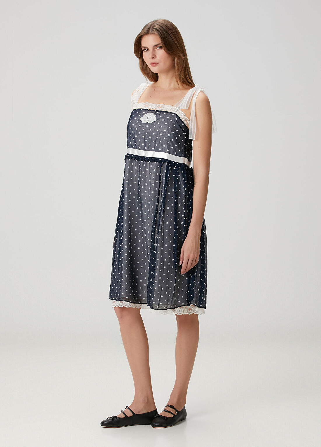 Marc Jacobs Lacivert Desenli Midi Şifon Elbise görsel 2