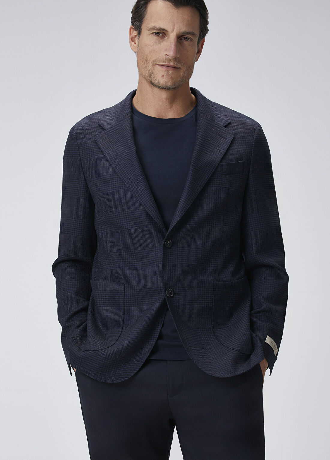 Beymen Collection Drop 7 Lacivert Ekose Desenli Yün Ceket