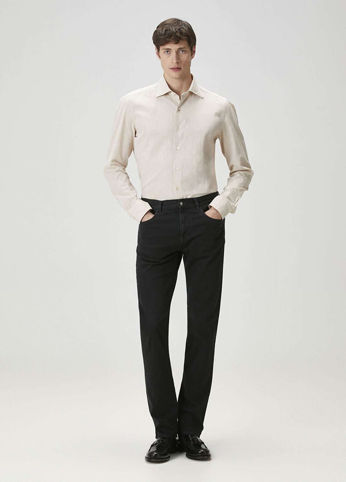 Canali Siyah Jean Pantolon