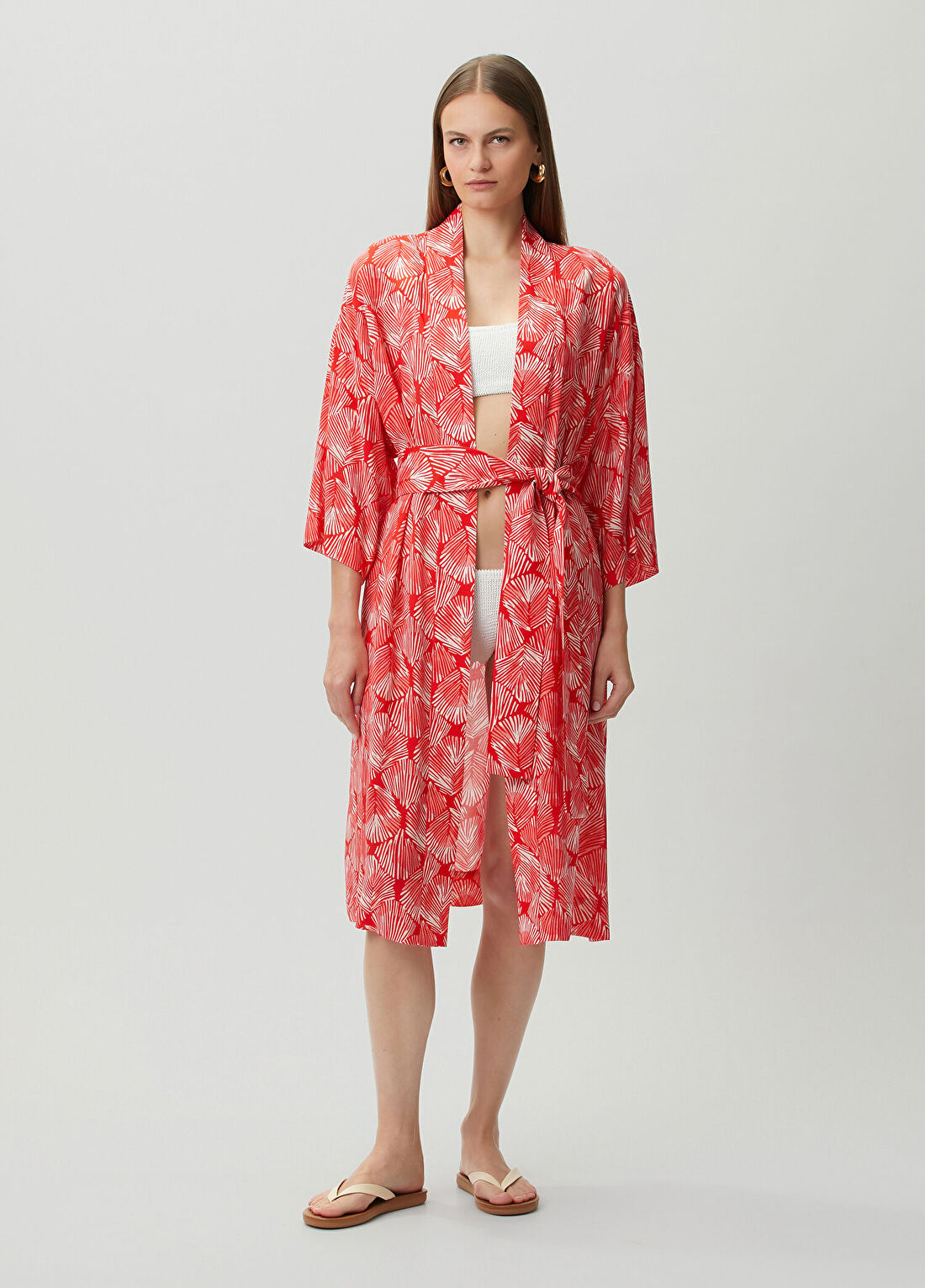 Dual Kırmızı Desenli Kimono