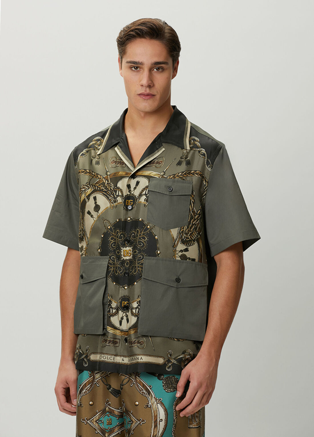 Dolce&Gabbana Haki Desenli Kısa Kollu Gömlek görsel 3