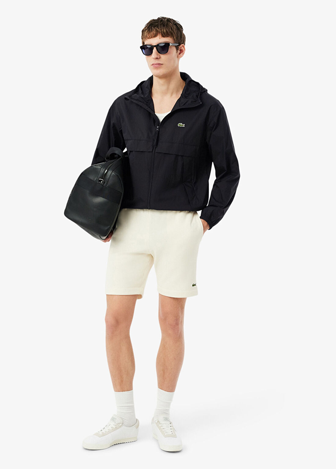 Lacoste Siyah Kapüşonlu Erkek Yağmurluk görsel 4