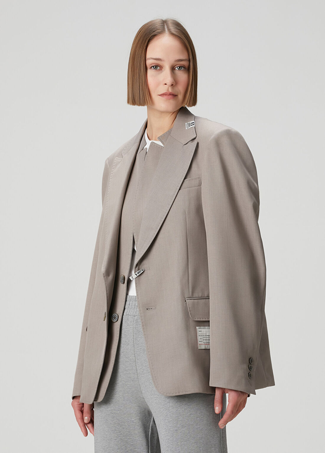 Maison Mihara Yasuhiro Front Layered Bej Blazer