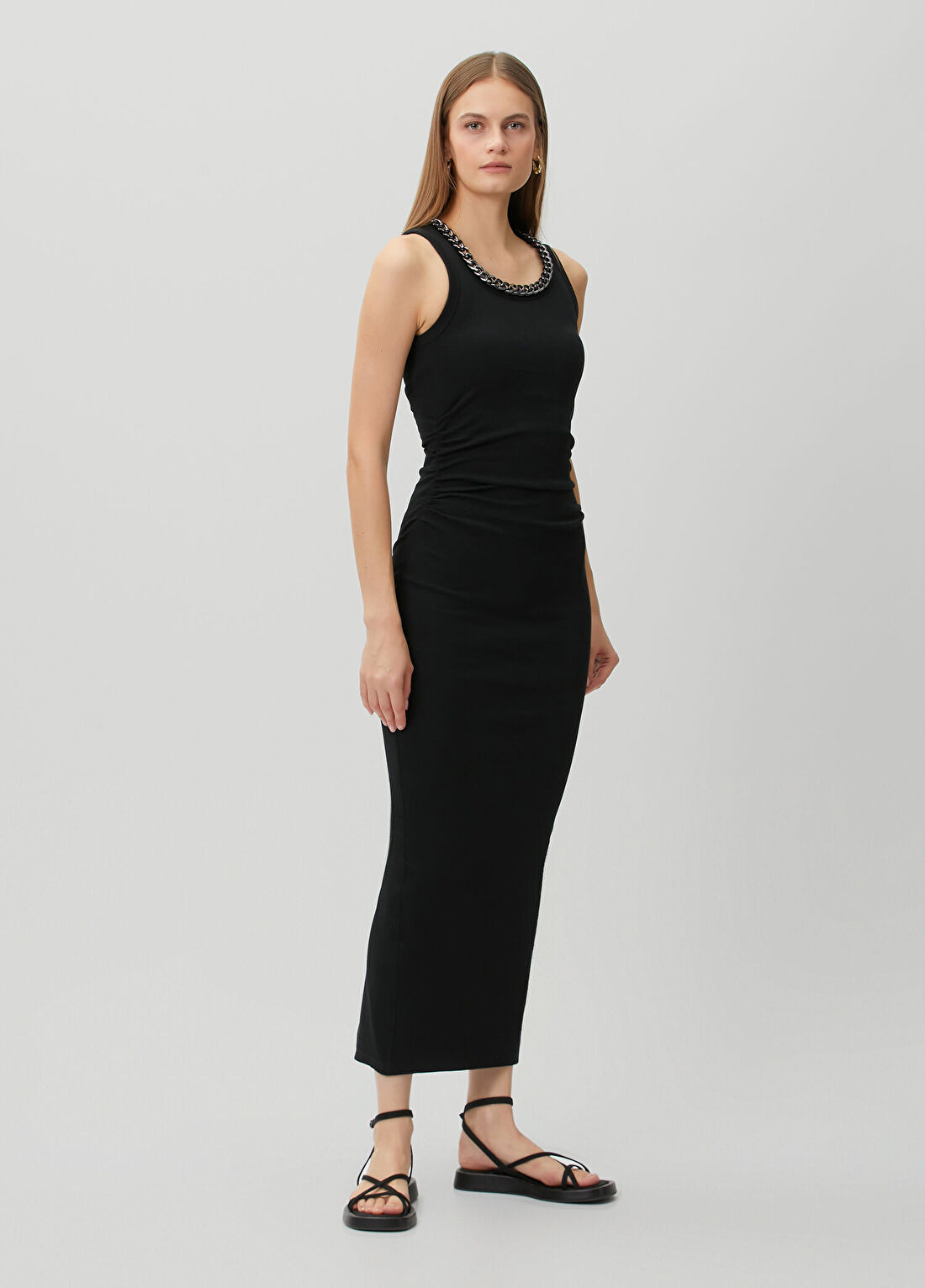 AllSaints Lucy Siyah Maksi Elbise görsel 3
