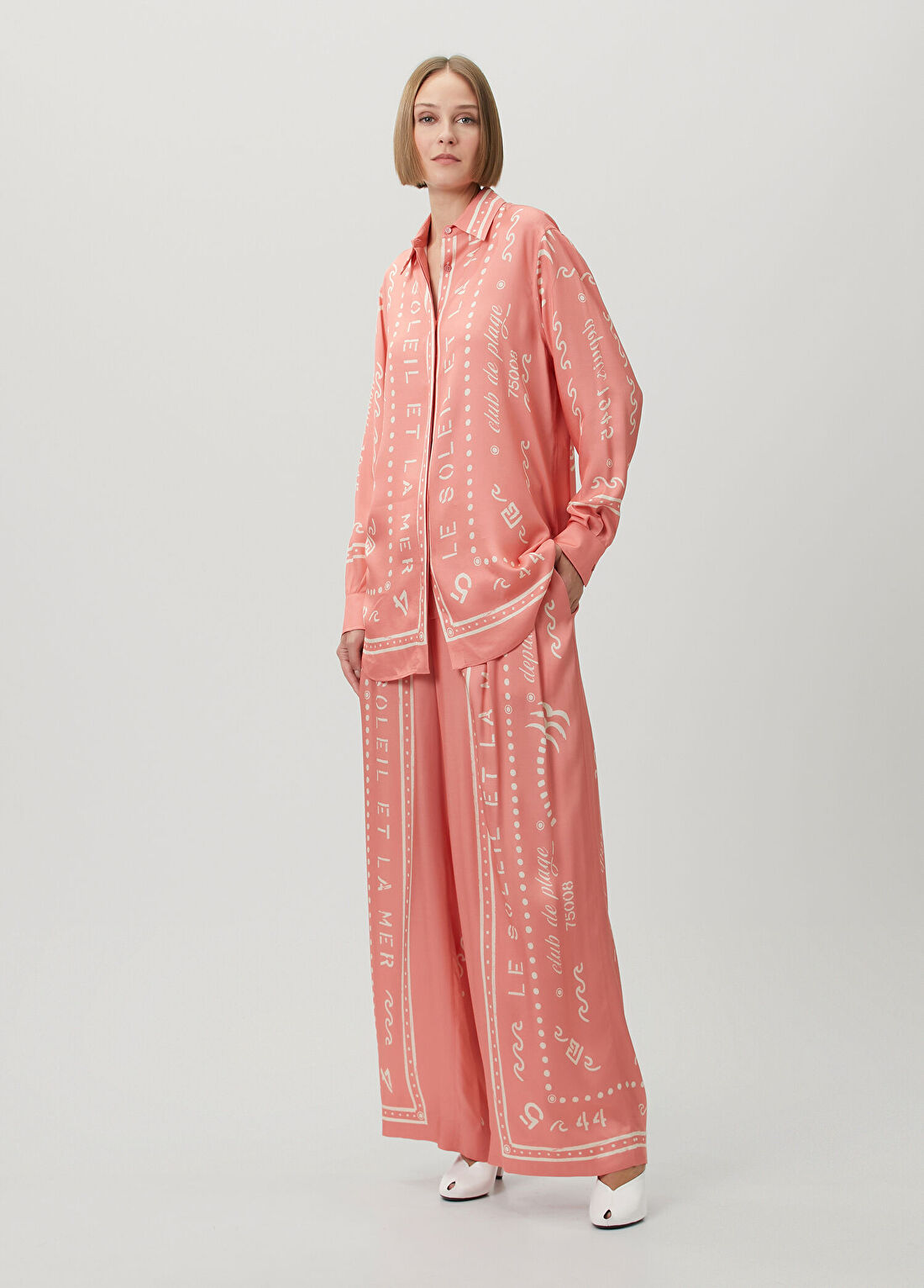 Balmain Pembe Baskılı Gömlek görsel 2