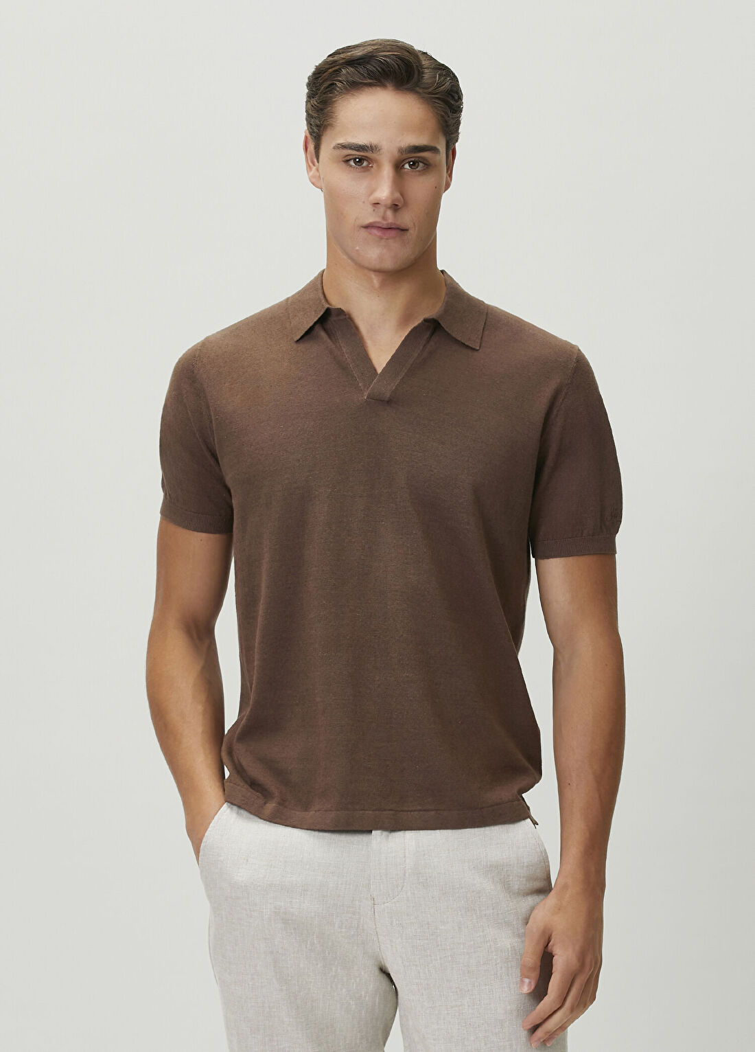 MC2 (Saint Barth) Sloan Kahverengi Keten Polo T-shirt