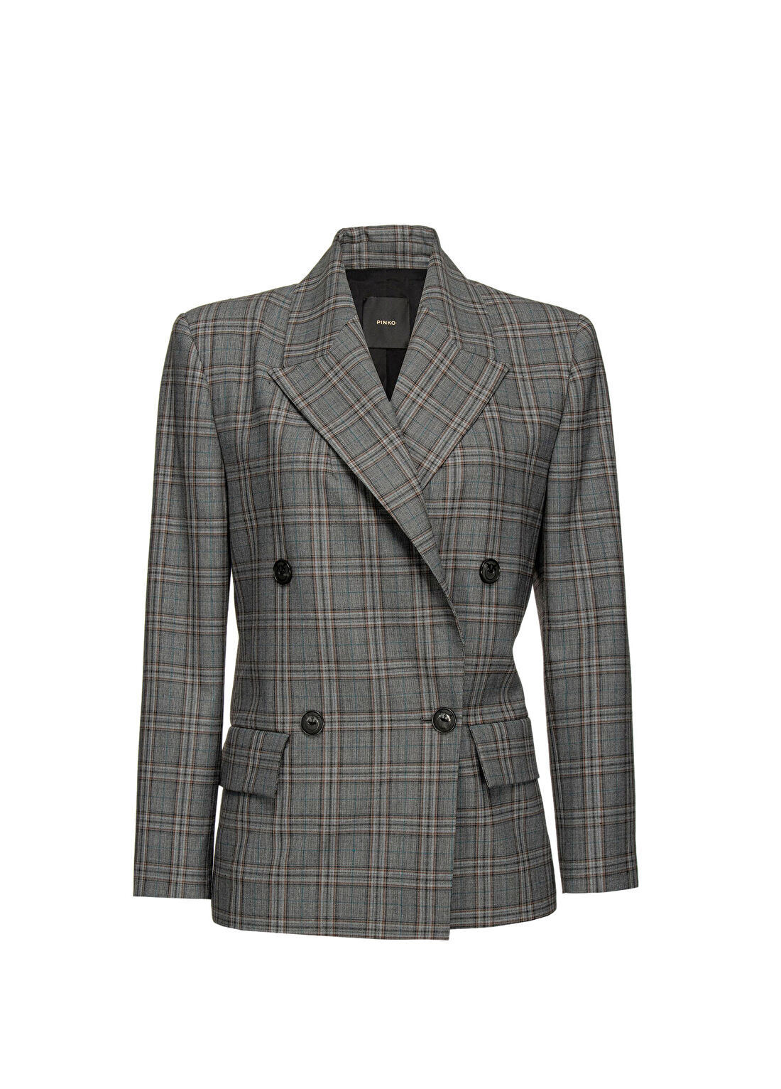 Pinko Estrella Gri Ekose Kısa Kadın Blazer Ceket