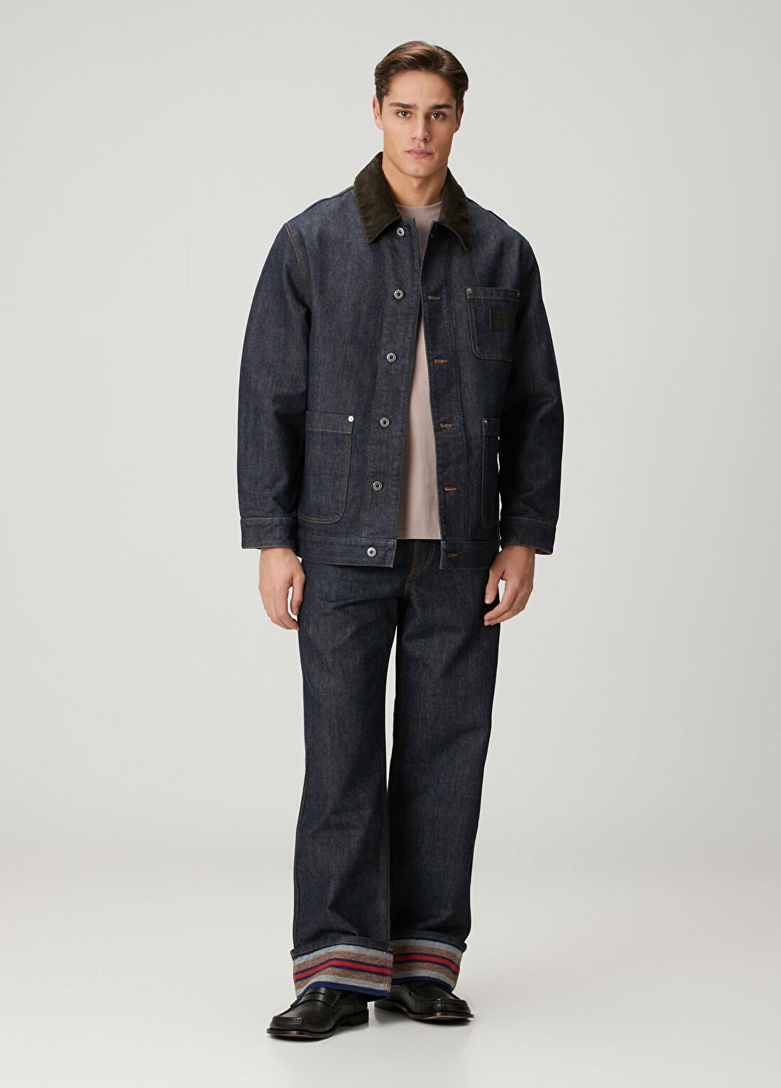 Loewe Relaxed Fit Turn-Up Lacivert Jean Pantolon