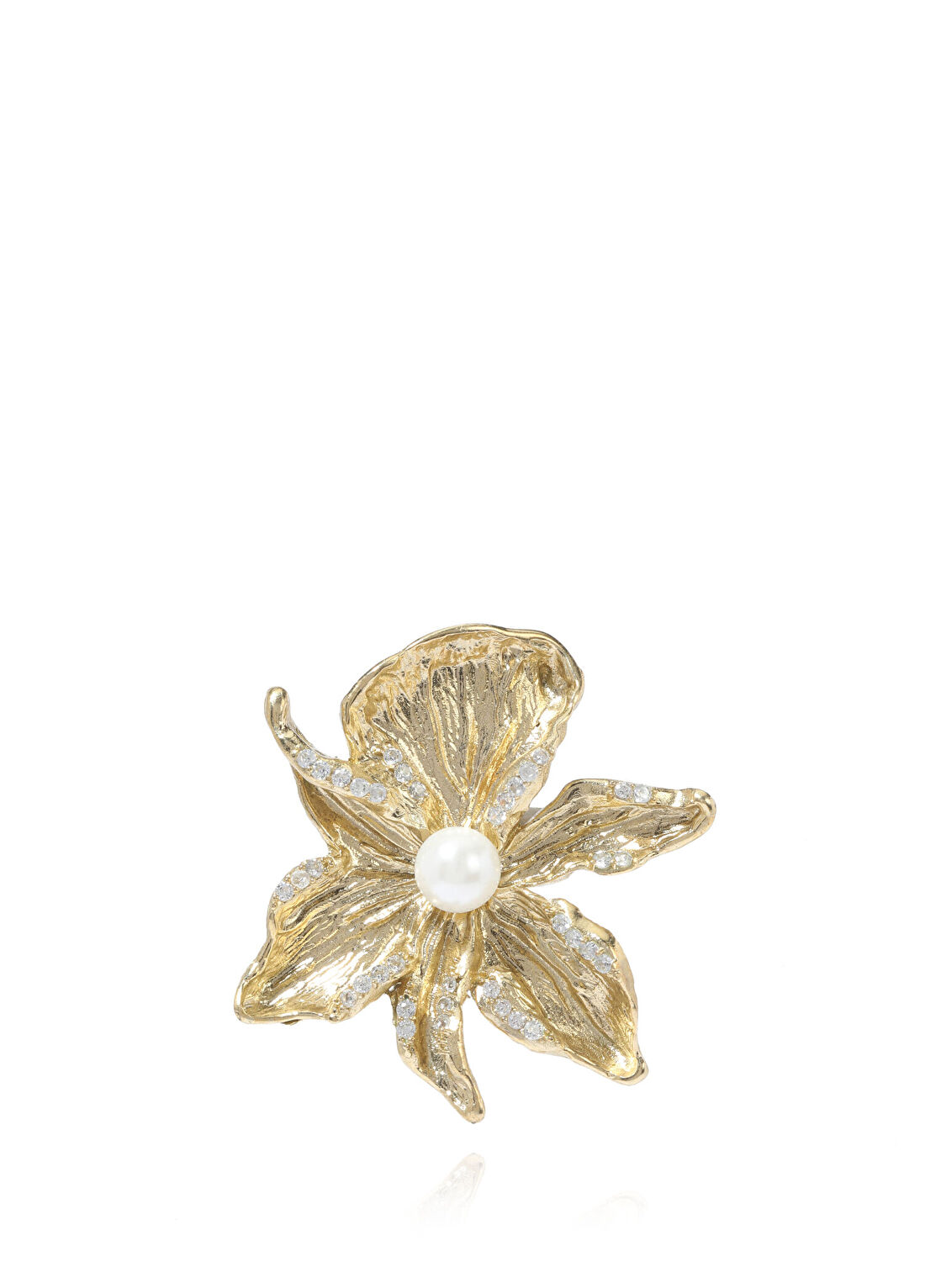 Beymen Collection Gold Çiçek Formlu Kadın Broş