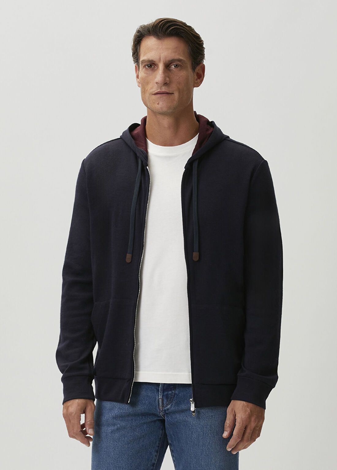 Marco Pescarolo Mike Lacivert Kapüşonlu Yün Sweatshirt
