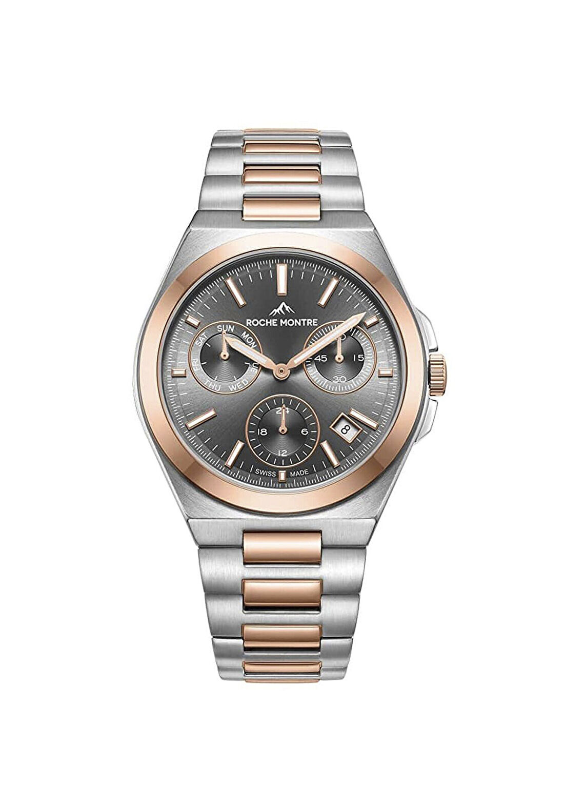 Roche Montre RMG6018-07 Metalik Gri Rose Gold Çelik Erkek Kol Saati