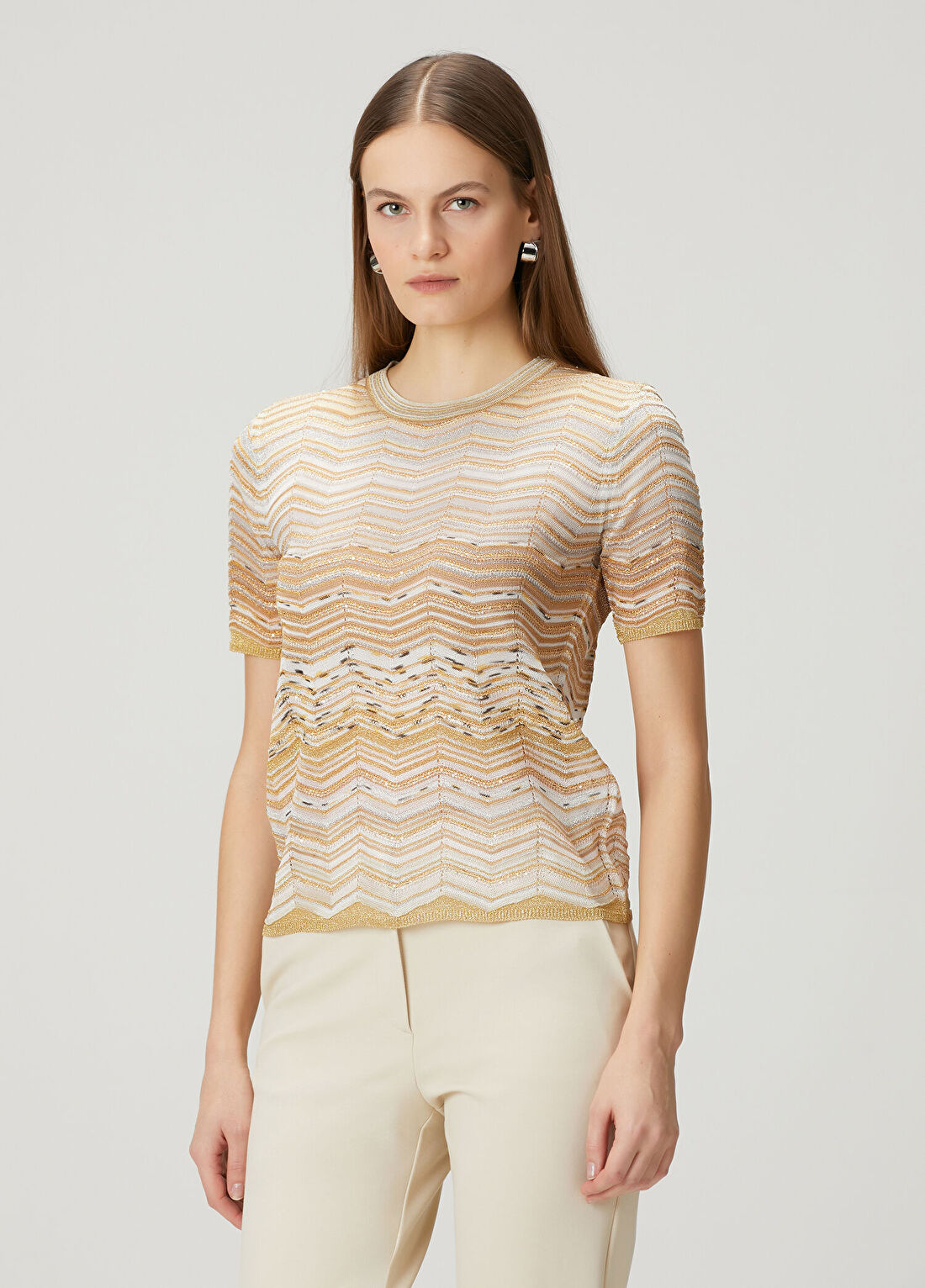 Missoni Gold Bej Payetli Triko görsel 3