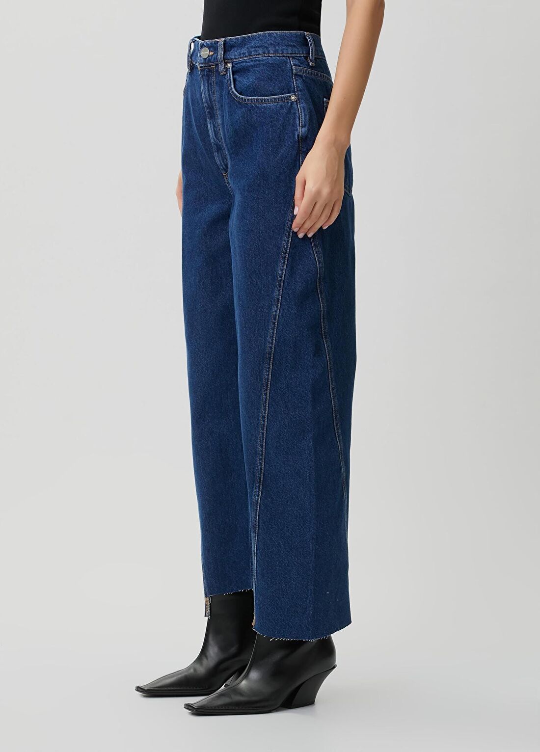 AllSaints Fox Koyu Mavi Jean Pantolon görsel 3