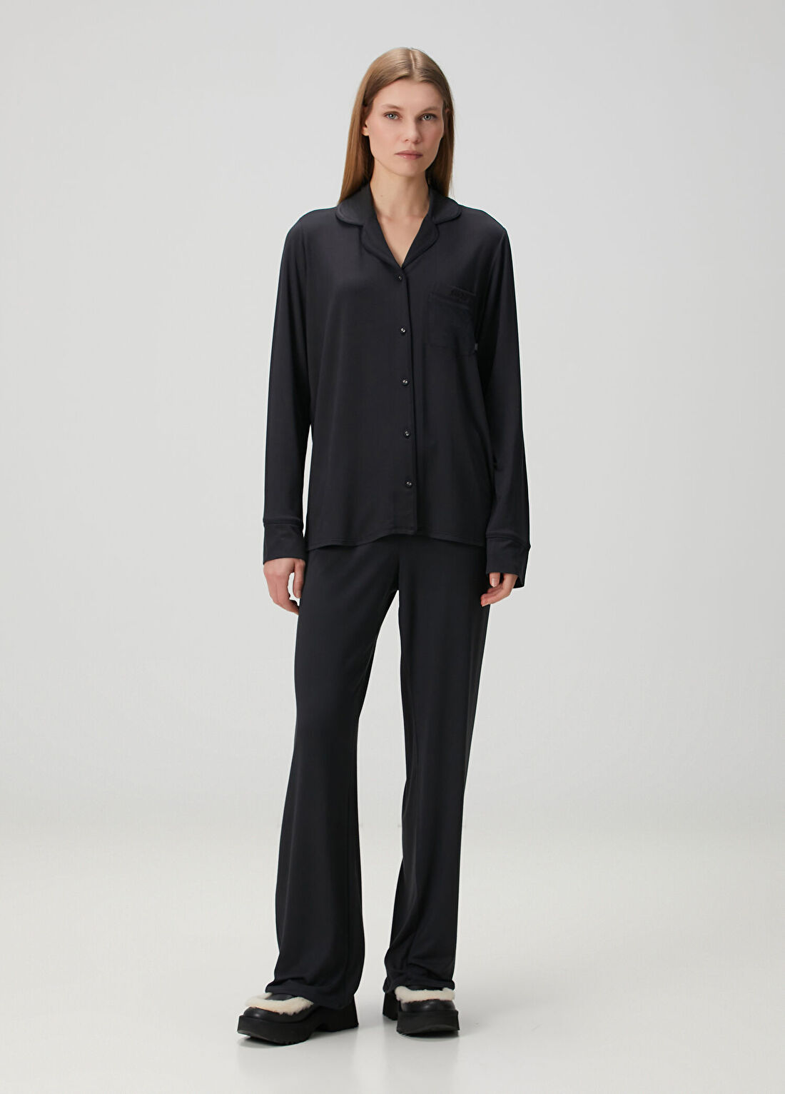 Skims Long Sleep Siyah Pijama Takımı