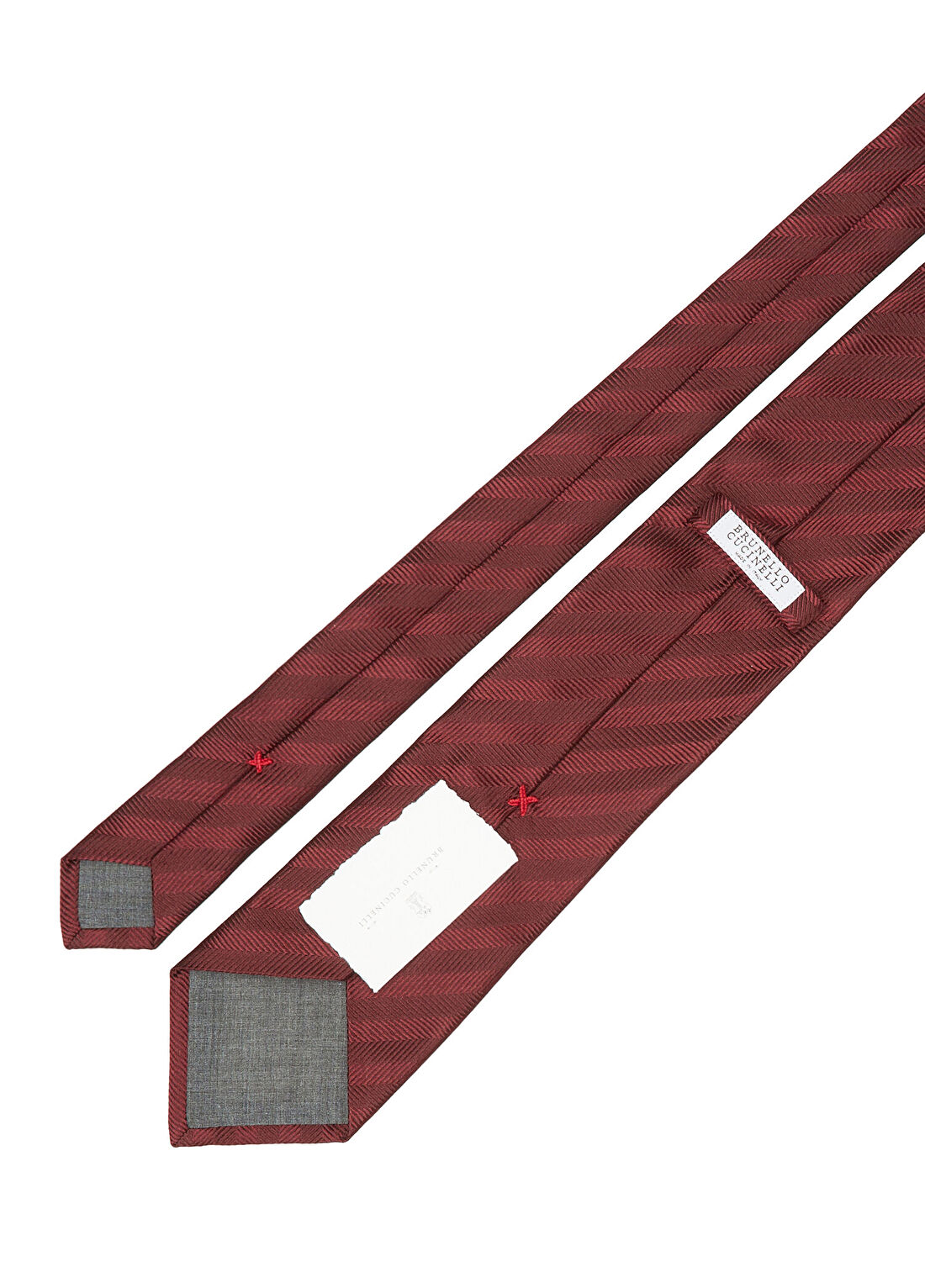 Brunello Cucinelli Bordo İpek Kravat görsel 2