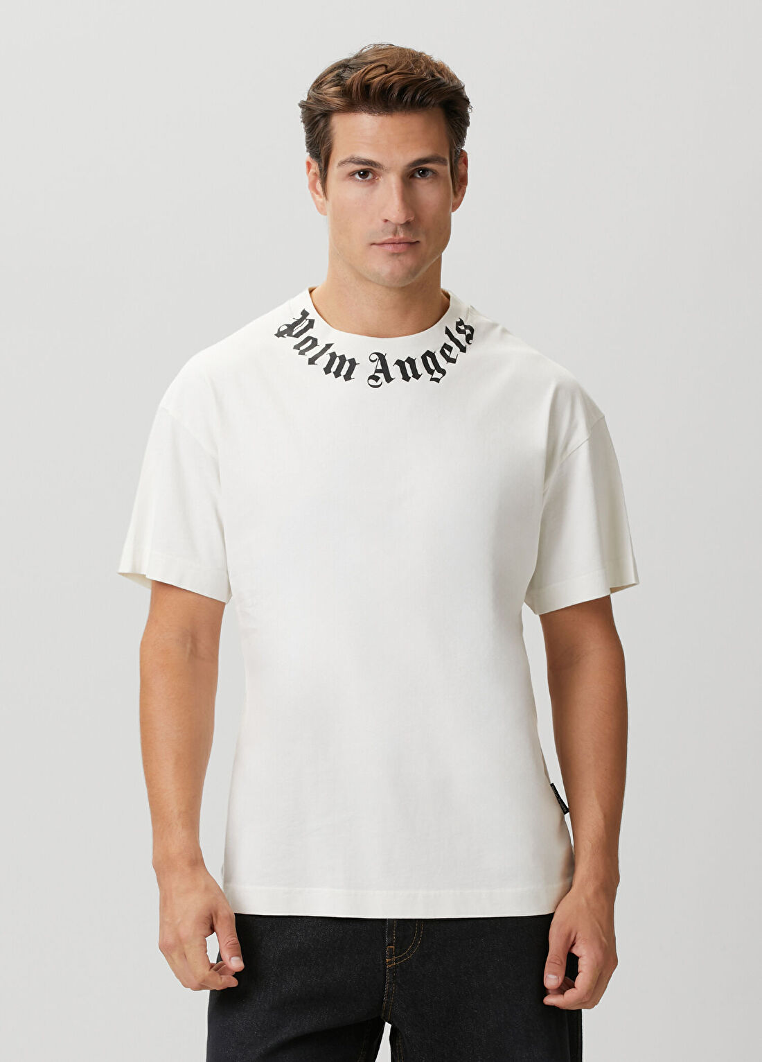 Palm Angels Kırık Beyaz Logo Baskılı T-shirt