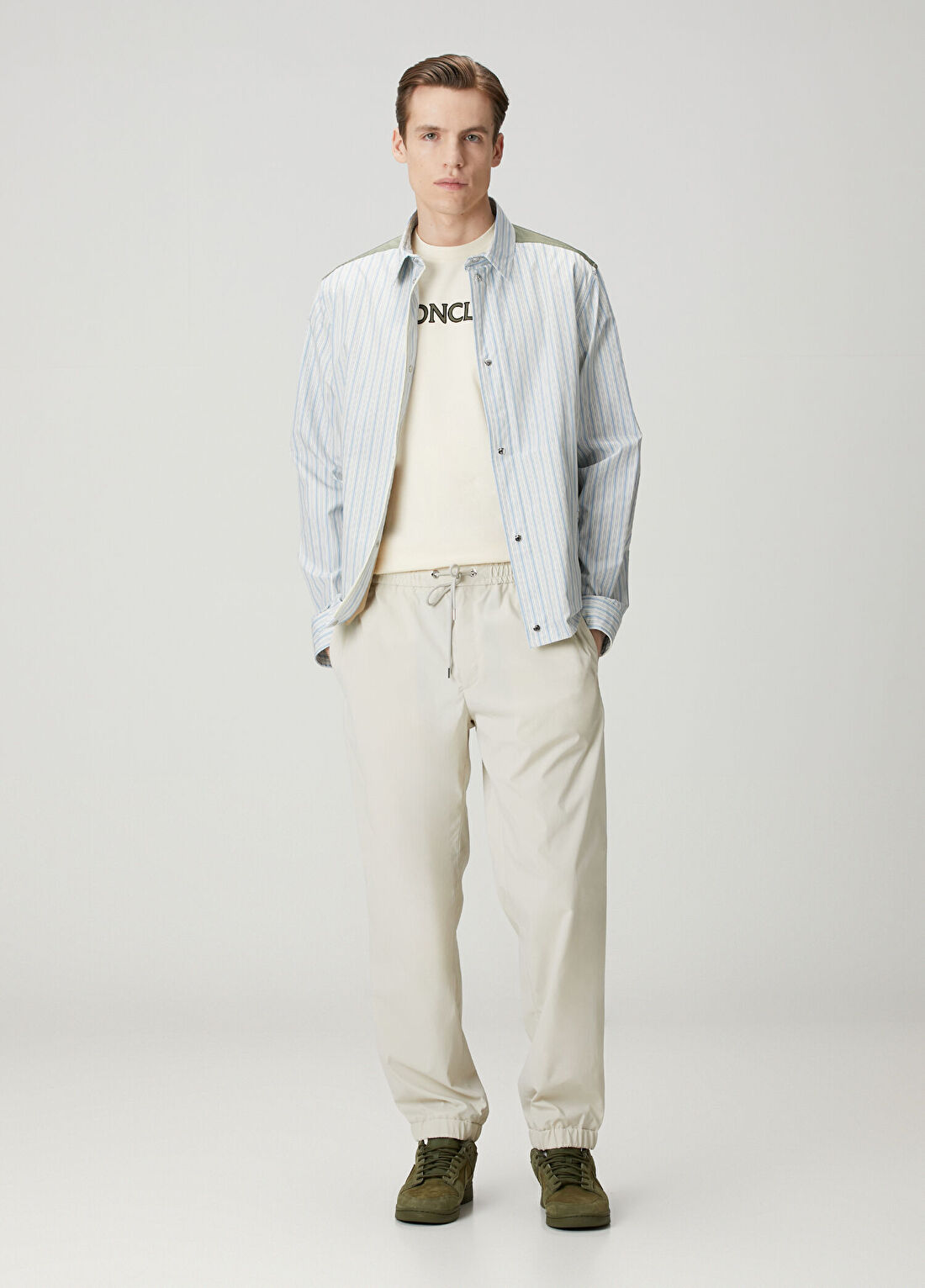Moncler Kırık Beyaz Beli Kordonlu Jogger Pantolon