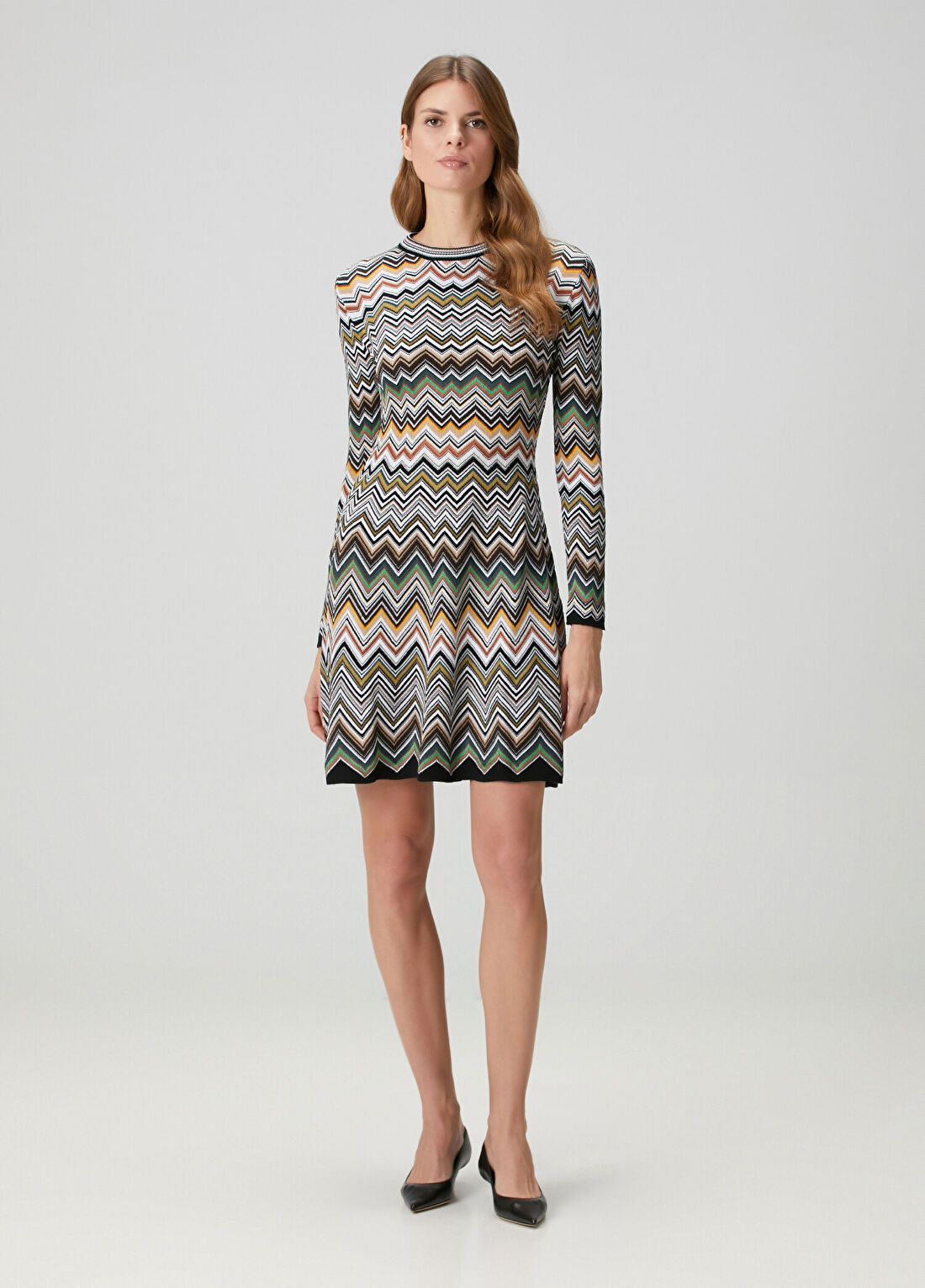 Missoni Zikzak Desenli Mini Elbise görsel 2