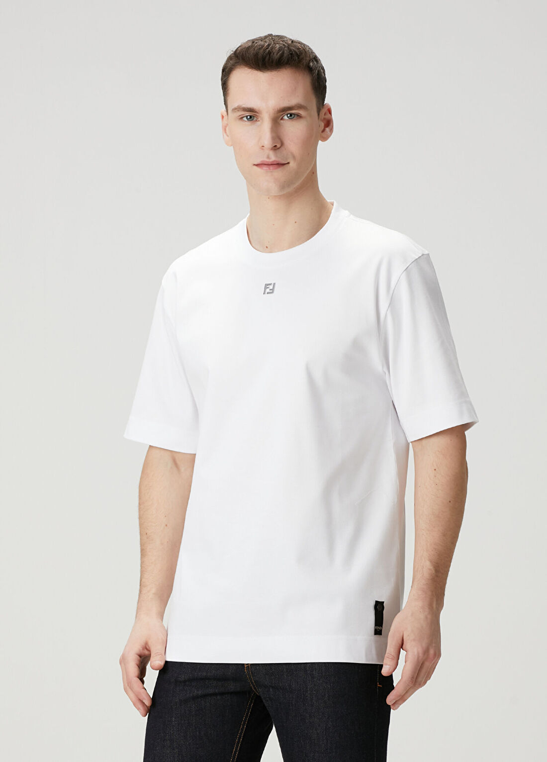 Fendi Beyaz Logo Detaylı T-shirt