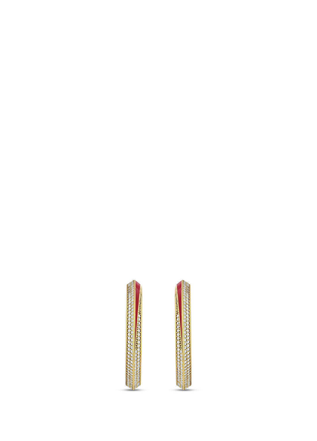 Braelyn London Gold Ruby 925 Ayar Gümüş Üzeri 24 Ayar Altın Kaplama Halka Kadın Küpe