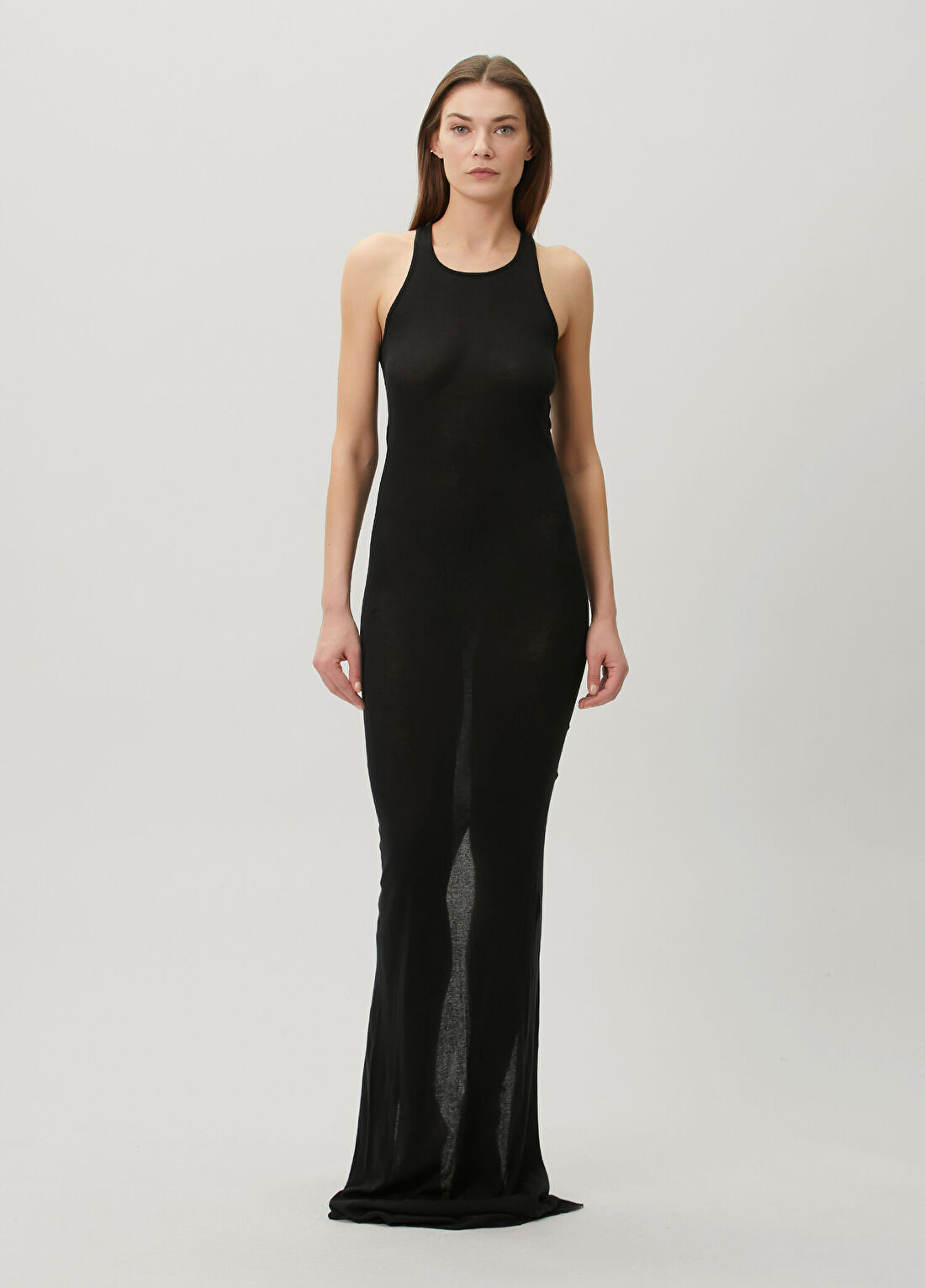 Rick Owens Abito Siyah Maksi Elbise