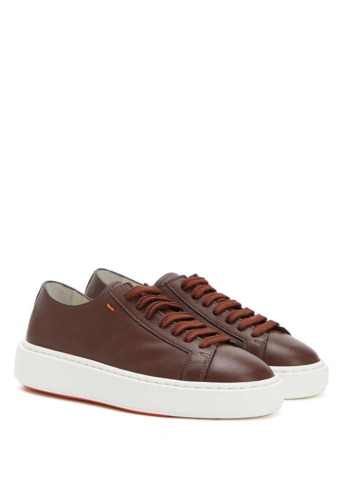 Santoni Clean Icon Koyu Kahverengi Kadın Deri Sneaker görsel 2