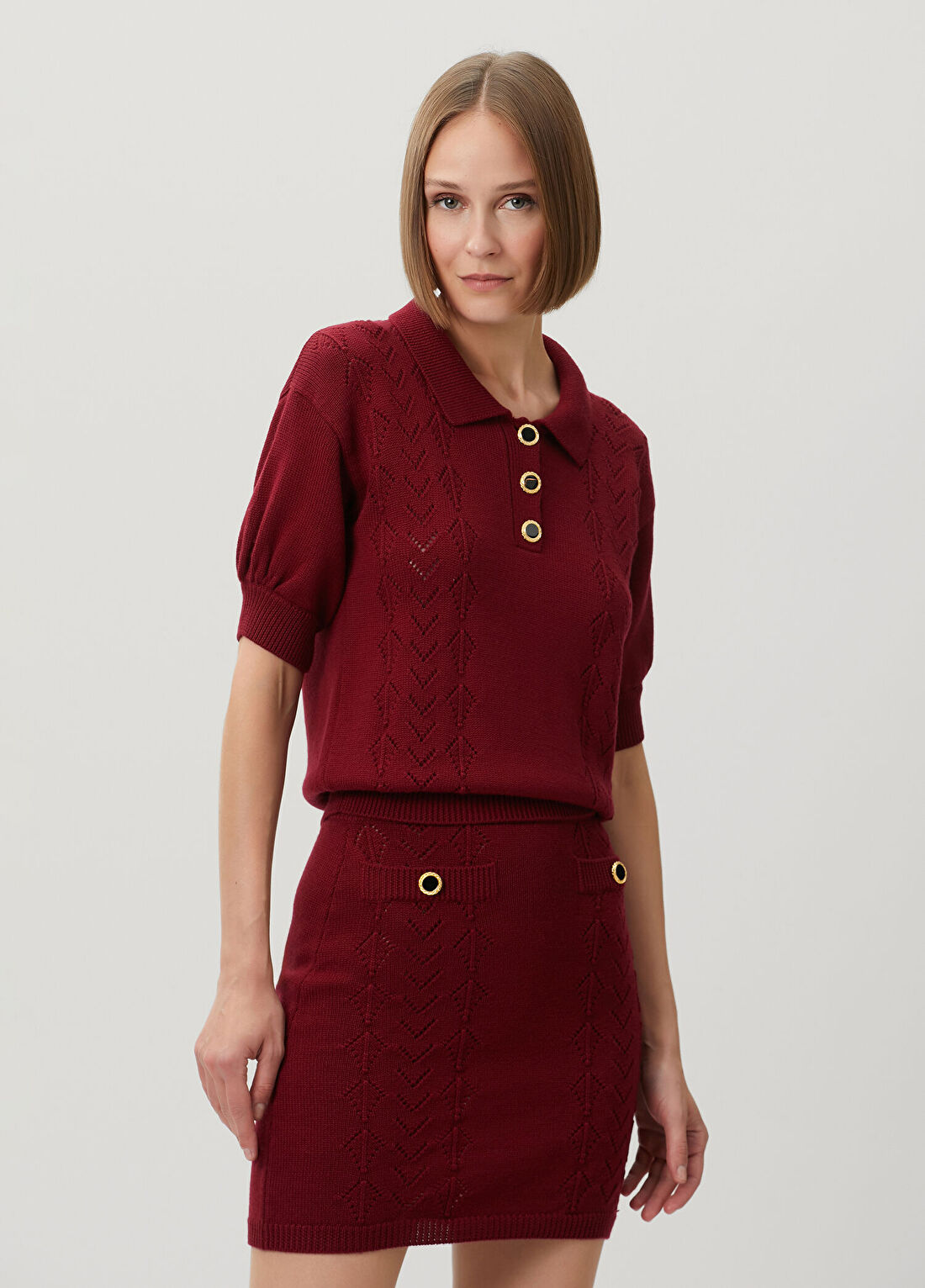 Alessandra Rich Bordo Yün Polo Triko
