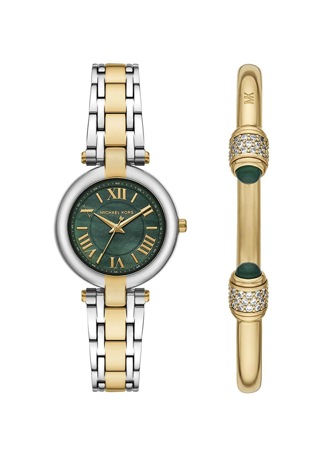 Michael Kors MK4973SET Altın Rengi Metalik Gri Çelik Kadın Kol Saati ve Çelik Bileklik