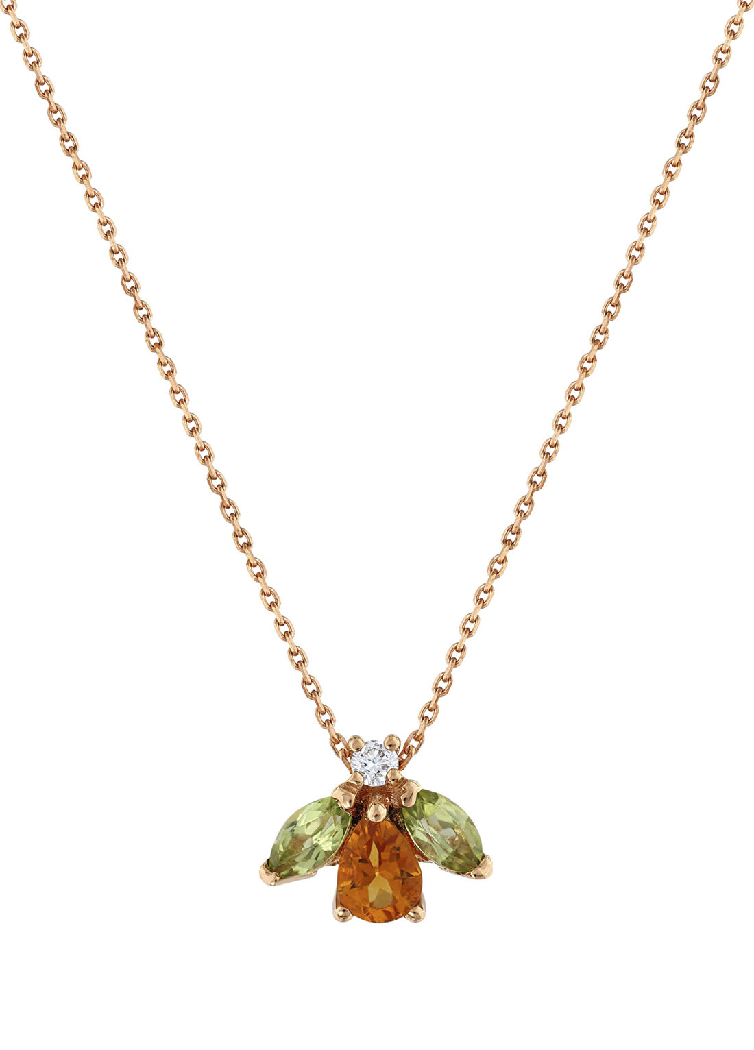Bee Goddess Queen Bee Kadın Sitrin Pırlanta Altın Kolye