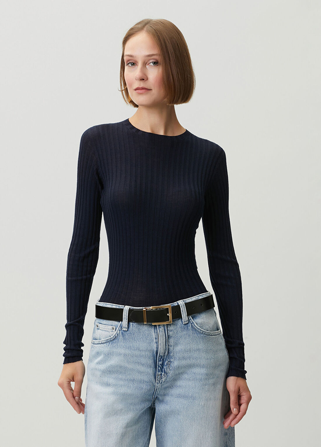 Balenciaga Lacivert Ribli Yün Triko görsel 3