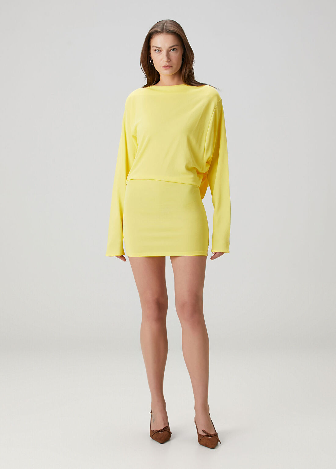 Jacquemus Mistral Sarı Drapeli Mini Elbise