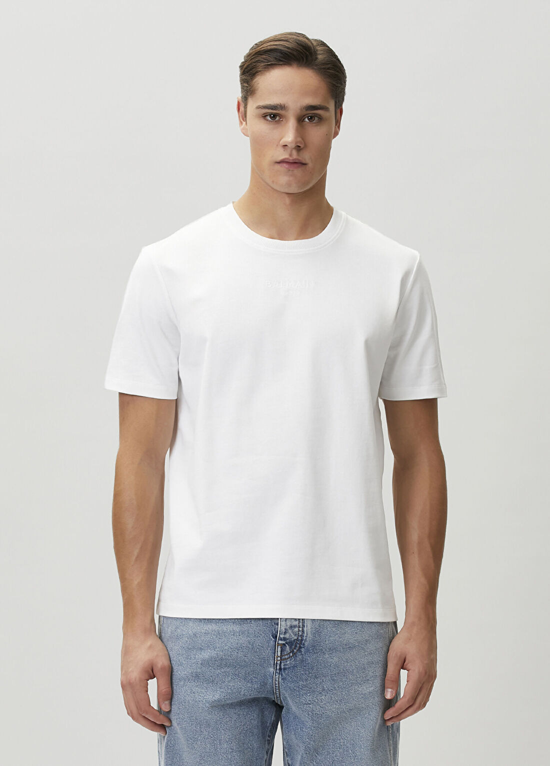 Balmain Beyaz Logo Nakışlı T-shirt