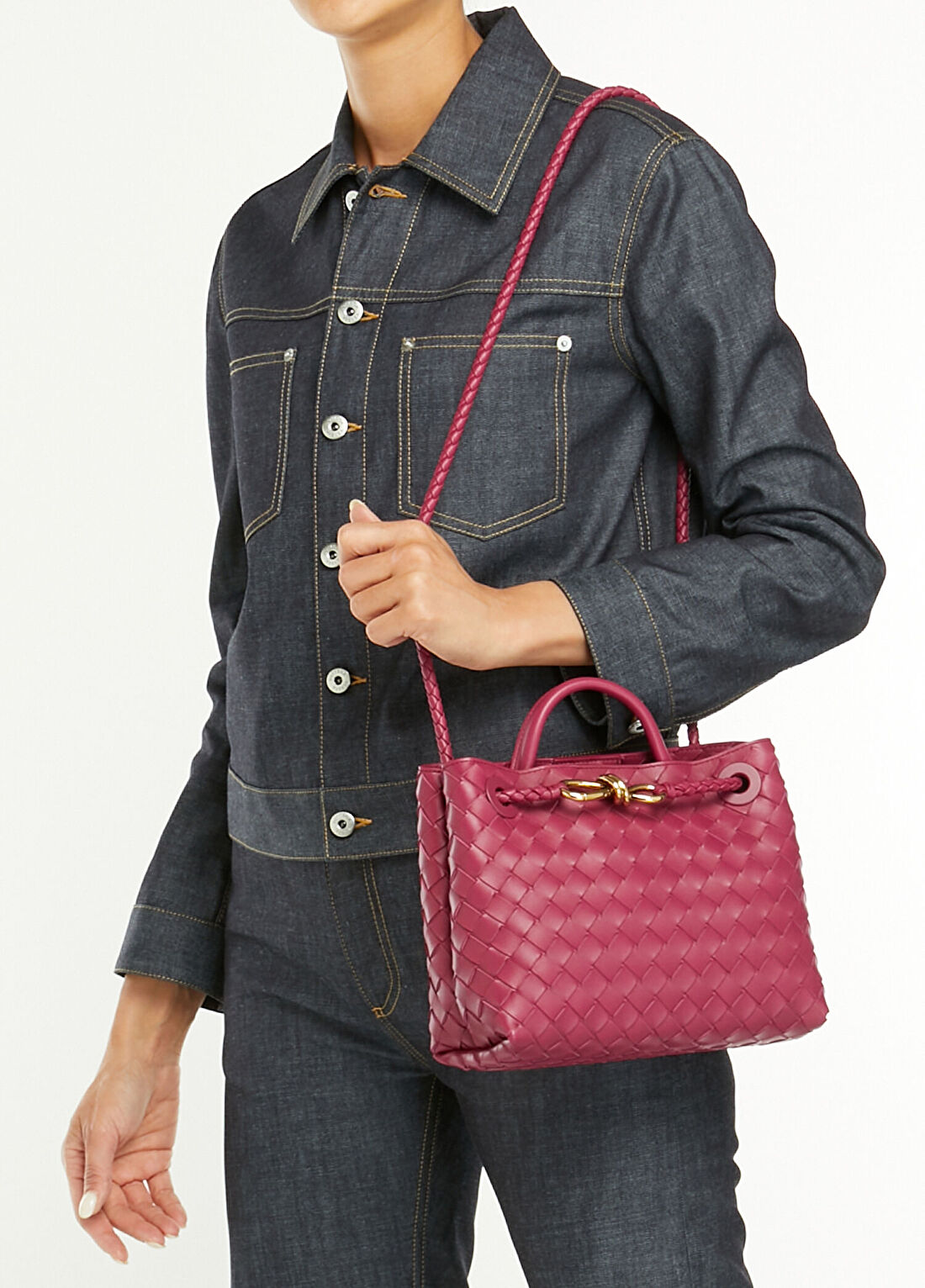 Bottega Veneta Small Andiamo Fuşya Kadın Deri Çanta görsel 2